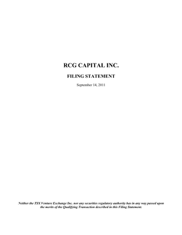 Rcg Capital Inc