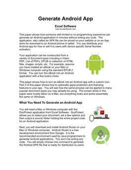 Generate Android App Part 1