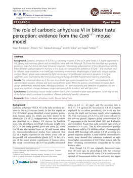 The Role of Carbonic Anhydrase VI in Bitter Taste Perception