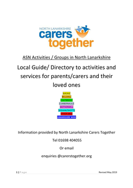 Directory to Activities and Services for Parents/Carers and Their Loved Ones
