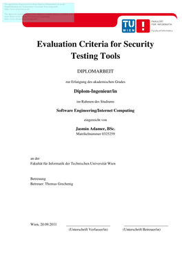 Evaluation Criteria for Security Testing Tools