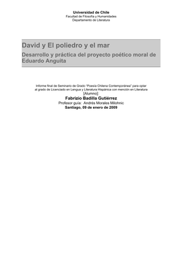 David Y El Poliedro Y El Mar Desarrollo Y Práctica Del Proyecto Poético Moral De Eduardo Anguita