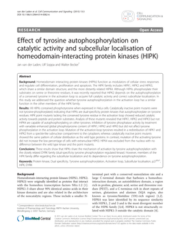 Effect of Tyrosine Autophosphorylation on Catalytic Activity and Subcellular