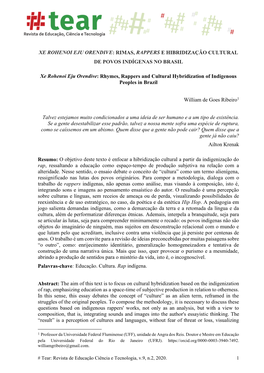 Rimas, Rappers E Hibridização Cultural De Povos Indígenas No Brasil