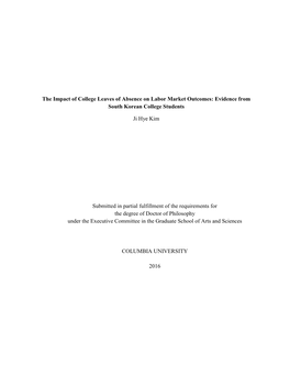 The Impact of College Leaves of Absence on Labor Market Outcomes: Evidence from South Korean College Students