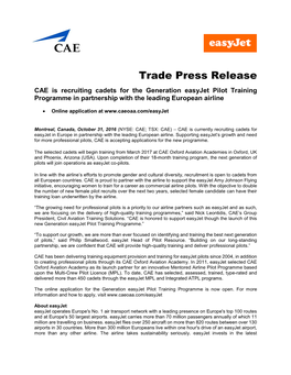 Trade Press Release