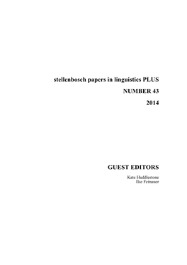 Stellenbosch Papers in Linguistics PLUS NUMBER 43 2014