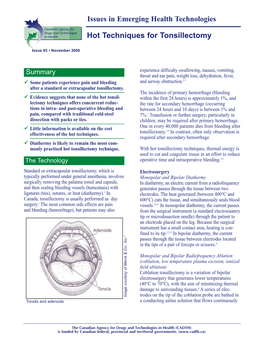 Hot Techniques for Tonsillectomy