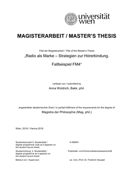 Magisterarbeit / Master's Thesis