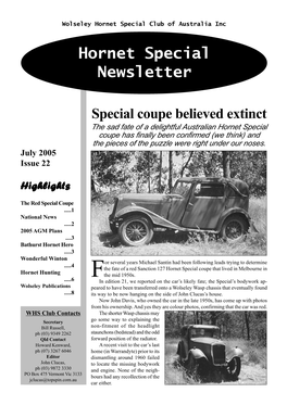 Hornet Special Newsletter