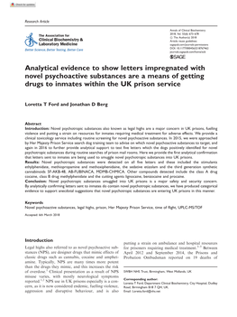 Analytical Evidence to Show Letters Impregnated with Novel Psychoactive Substances Are a Means of Getting Drugs to Inmates Within the UK Prison Service