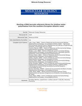 For Review Only 9 1CBMA – Centre of Molecular and Environmental Biology, Departamento De Biologia, Universidade Do Minho