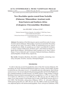 New Bruchidius Species Reared from Vachellia (Fabaceae: Mimosoideae: Acacieae) Seeds from Eastern and Southern Africa (Coleoptera: Chrysomelidae: Bruchinae)
