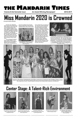 Miss Mandarin 2020 Is Crowned By: Destiny Caraway, Staff Writer