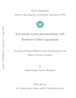 Low-Energy Meson Phenomenology with Resonance Chiral Lagrangians