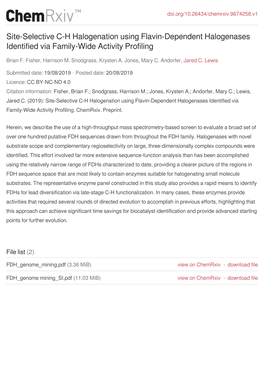 Site-Selective C-H Halogenation Using Flavin-Dependent Halogenases Identified Via Family-Wide Activity Profiling