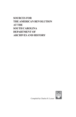 Sources for the American Revolution at the South Carolina Department of Archives and History