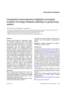 Comparative Transcriptomics Highlights Convergent Evolution of Energy Metabolic Pathways in Group-Living Spiders