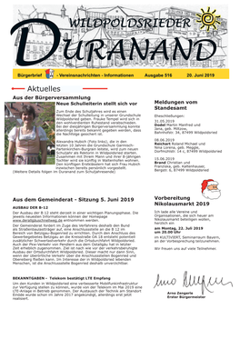 Ausgabe 516, 20. Juni 2019