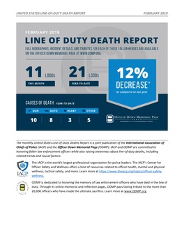 United States Line-Of-Duty Death Report February 2019