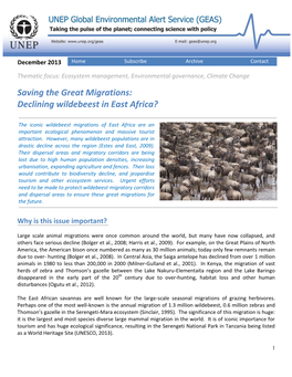 Saving the Great Migrations: Declining Wildebeest in East Africa?