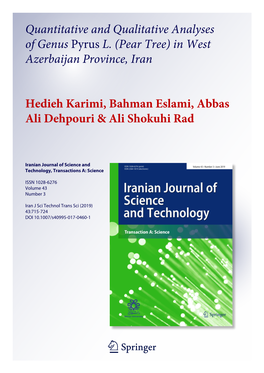 Quantitative and Qualitative Analyses of Genus Pyrus L. (Pear Tree) in West Azerbaijan Province, Iran