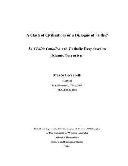 La Civiltà Cattolica and Catholic Responses to Islamic Terrorism