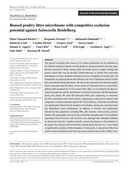 Reused Poultry Litter Microbiome with Competitive Exclusion Potential Against Salmonella Heidelberg