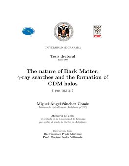 Γ-Ray Searches and the Formation of CDM Halos [ Phd THESIS ]