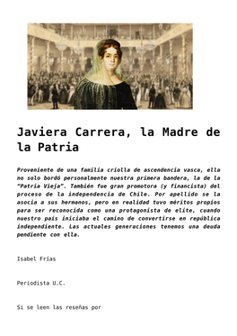 Javiera Carrera, La Madre De La Patria