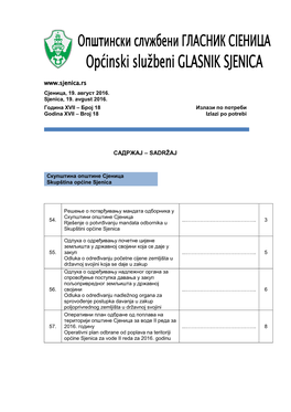 Оpćinski Službeni GLASNIK SJENICA Сјеница, 19