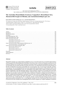 The Australian Monstrilloida (Crustacea: Copepoda) I