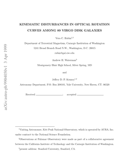 Kinematic Disturbances in Optical Rotation Curves Among 89 Virgo