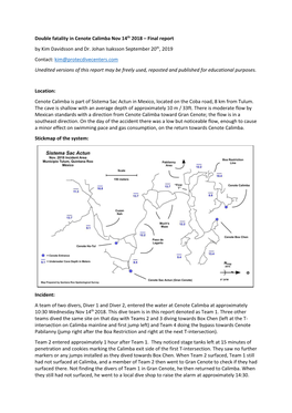 Double Fatality in Cenote Calimba Nov 14Th 2018 – Final Report by Kim Davidsson and Dr