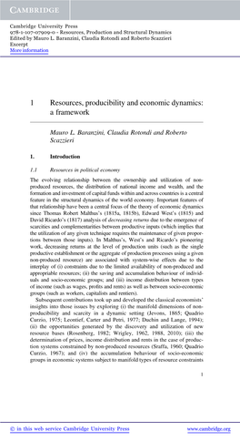 1 Resources, Producibility and Economic Dynamics: a Framework