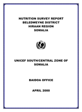 Nutrition Survey Report Beledweyne District Hiraan Region Somalia