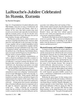 Larouche's Jubilee Celebrated in Russia, Eurasia