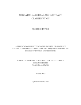 Operator Algebras and Abstract Classification