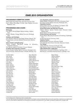 Ismb 2010 Organization