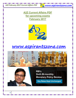 A2Z February 2017 Current Affairs PDF