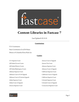Content Libraries in Fastcase 7