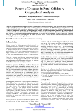 Pattern of Diseases in Rural Odisha: a Geographical Analysis