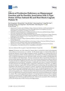 Effects of Pyridoxine Deficiency on Hippocampal Function and Its