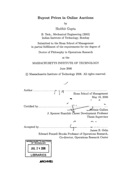 Buyout Prices in Online Auctions by Shobhit Gupta B