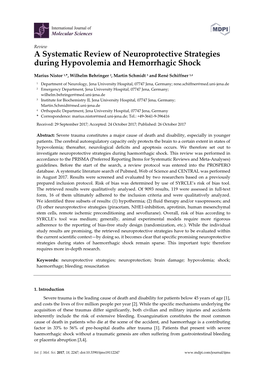 A Systematic Review of Neuroprotective Strategies During Hypovolemia and Hemorrhagic Shock