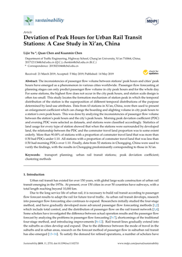 Deviation of Peak Hours for Urban Rail Transit Stations: a Case Study in Xi’An, China