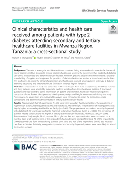 Clinical Characteristics and Health Care Received Among Patients With