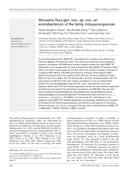 Monashia Flava Gen. Nov., Sp. Nov., an Actinobacterium of the Family Intrasporangiaceae