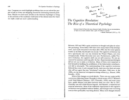 The Cognitive Revolution. the Rise of a Theoretical Psychology