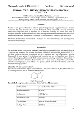 Pharmacologyonline 1: 236-245 (2011) Ewsletter Shrivastava Et Al